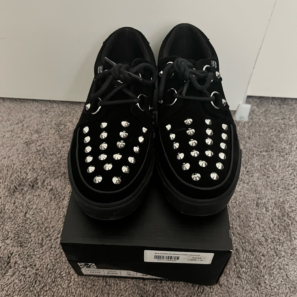 TUK Black Suede Studded Sneakers